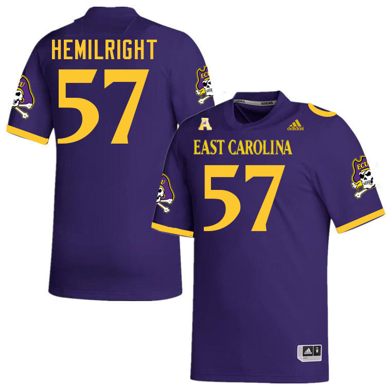 #57 Ian Hemilright East Carolina Pirates College Football Jersey Stitched-Purple